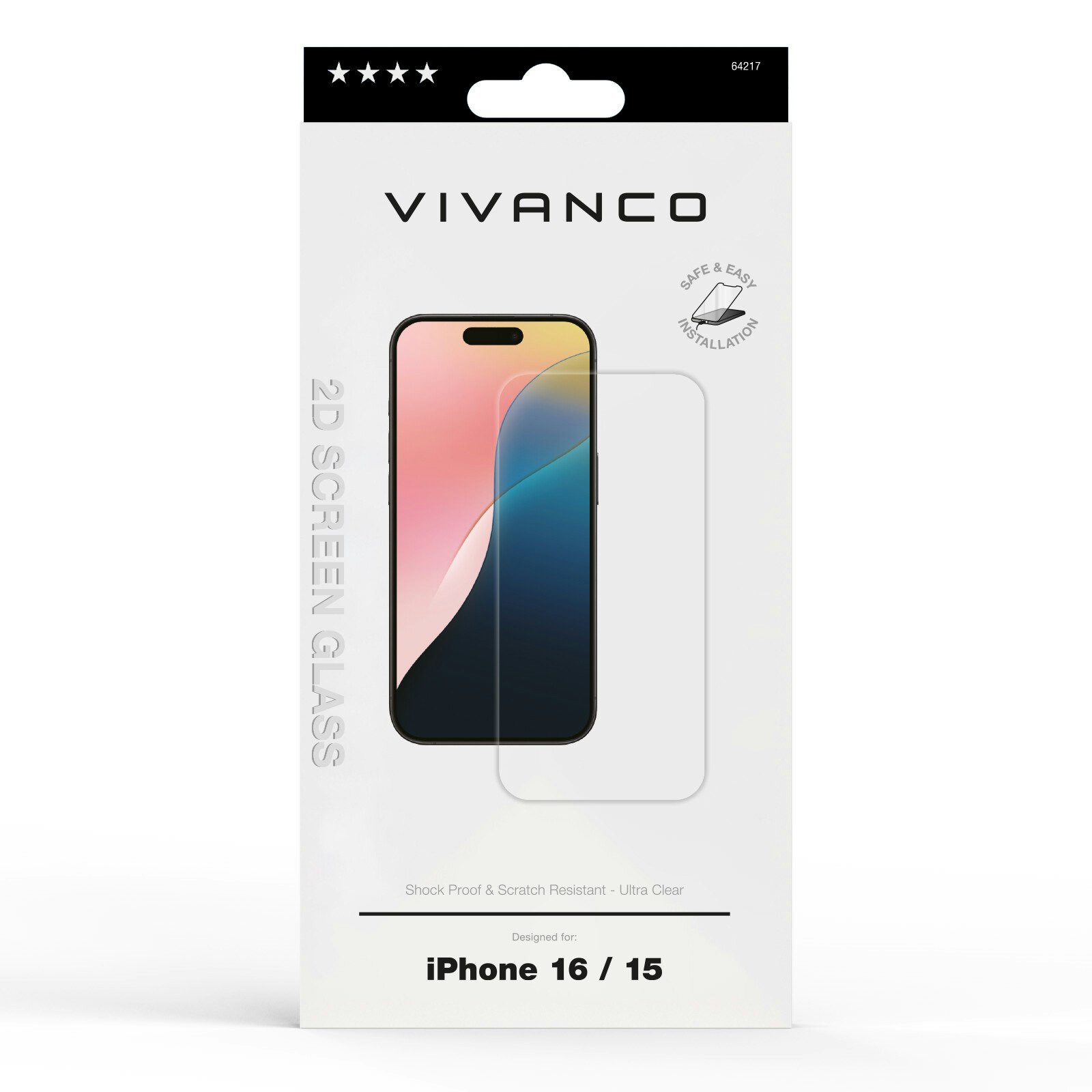 Vivanco Härdat Skyddsglas 9H iPhone 16/15