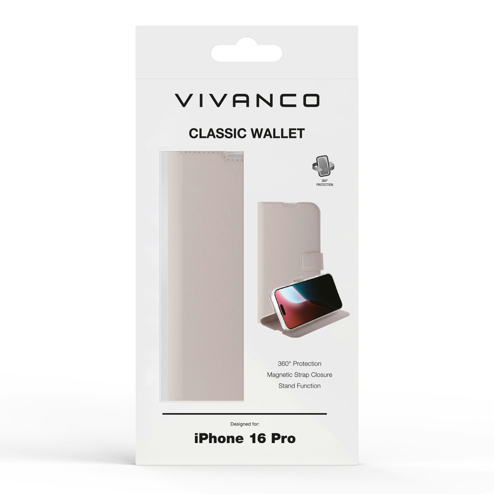 Vivanco Classic Plånboksfodral iPhone 16 Pro Greige