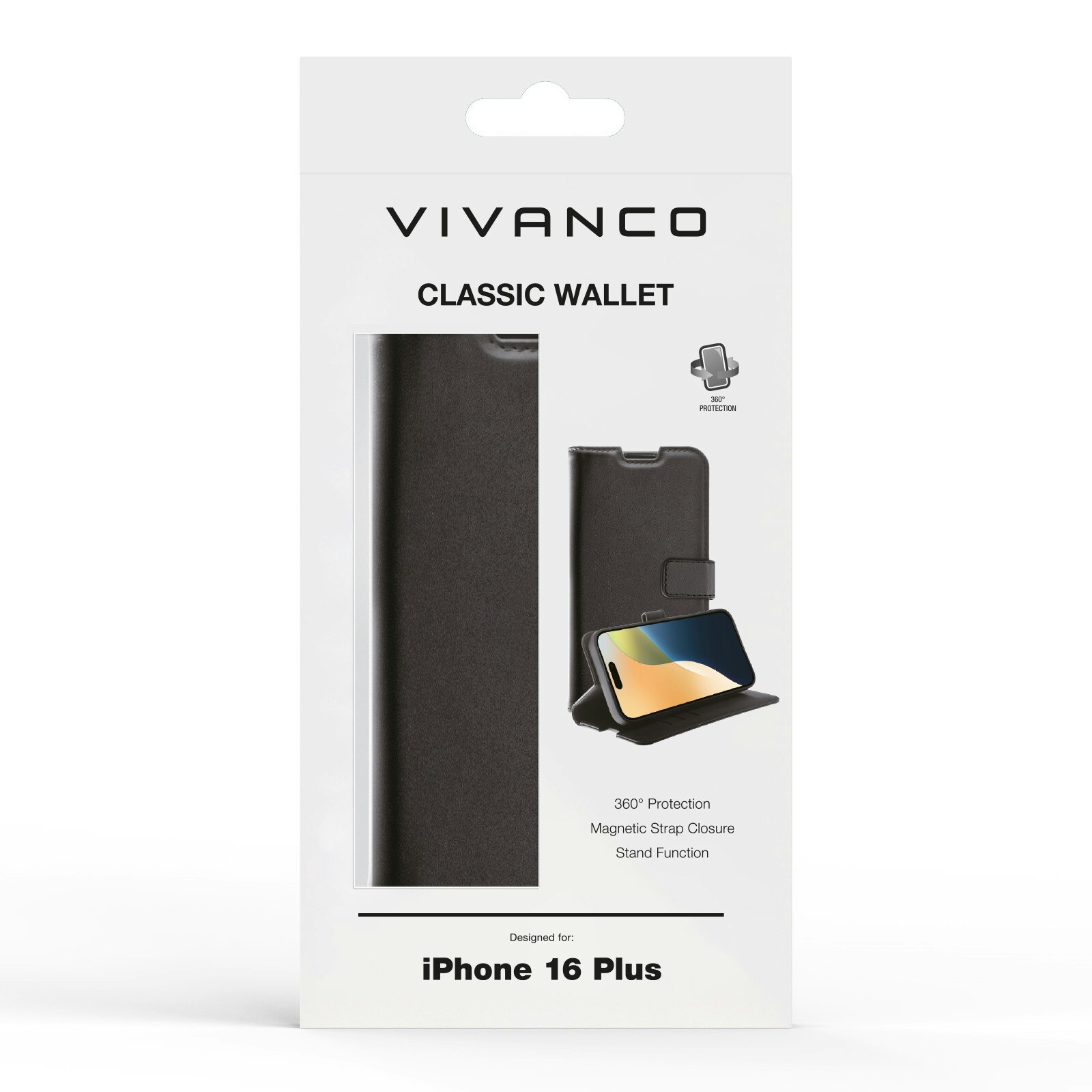 Vivanco Classic Plånboksfodral iPhone 16 Plus Svart