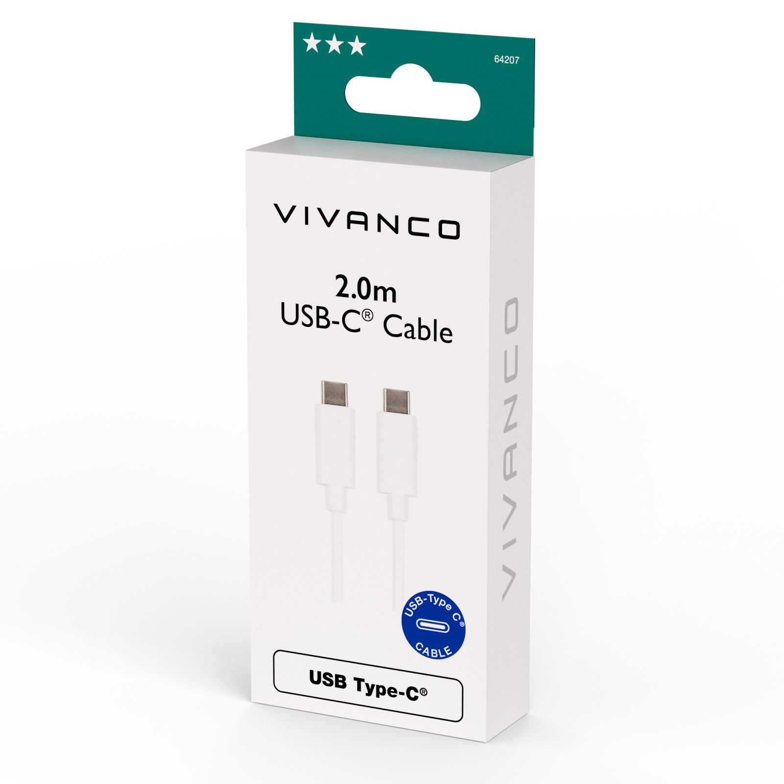 Vivanco USB-C/USB-C 2.0 kabel 2m Vit