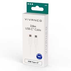 Vivanco USB-C/USB-C 2.0 kabel 2m Vit