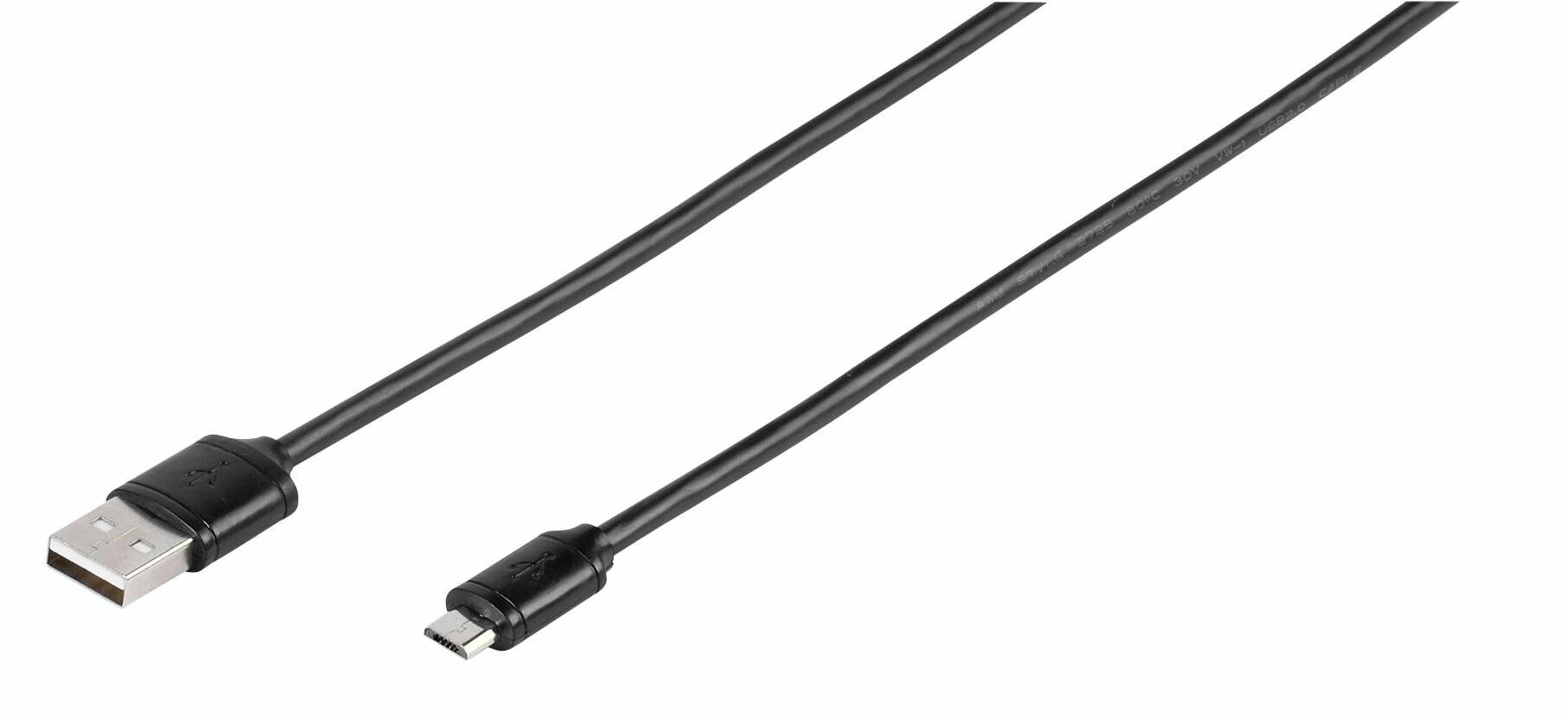 Vivanco Micro-USB Ladd-/Synk. kabel 0.5m Svart