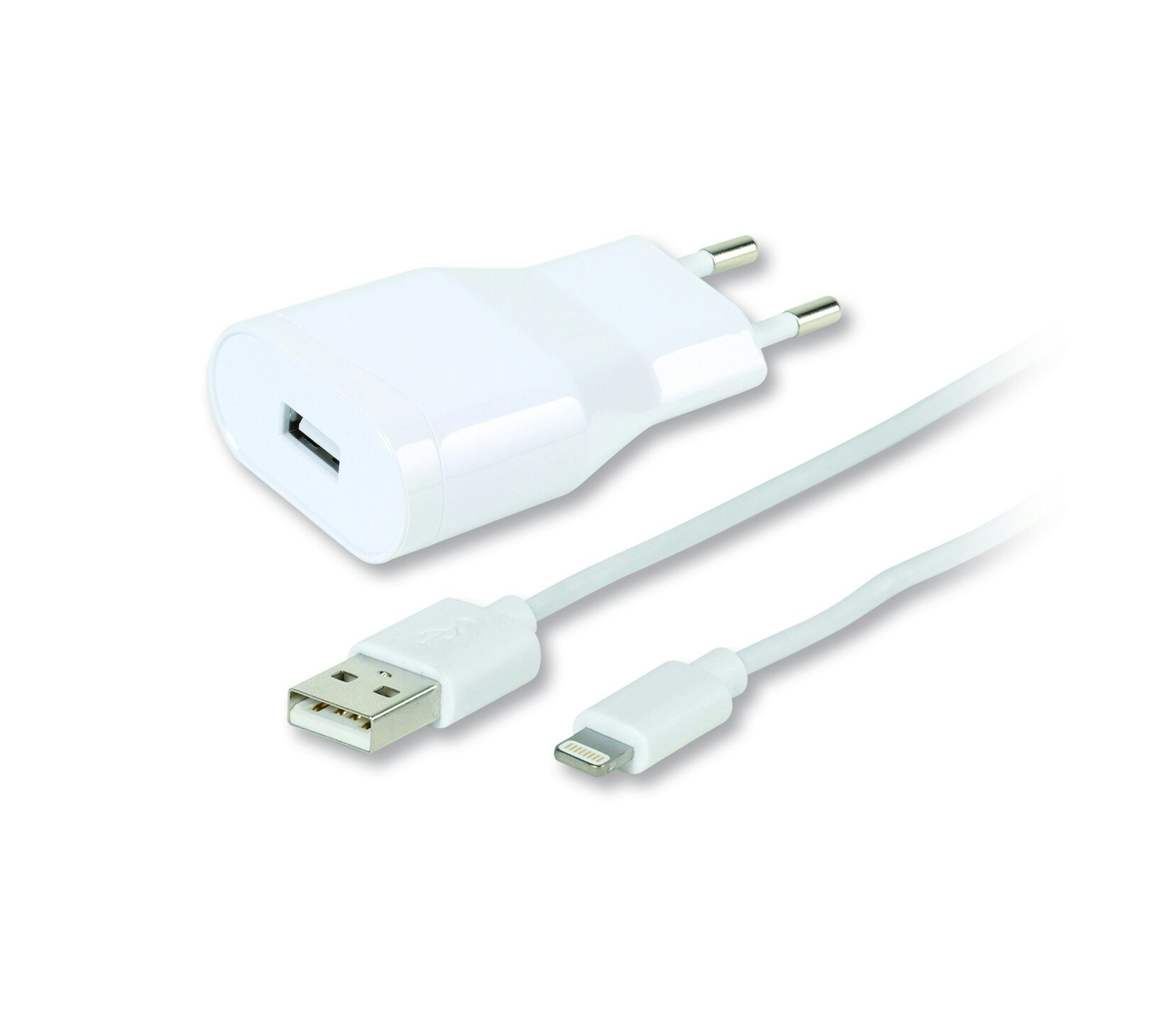 Vivanco USB Hemladdare + lightningkabel 2.4A Vit
