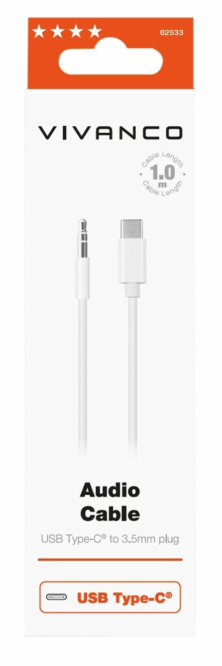 Vivanco Ljudadapterkabel USB-C till 3.5mm 1m Vit