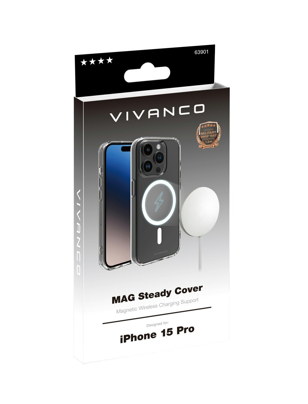 Vivanco Mag Steady skal iPhone 15 Pro Transparent