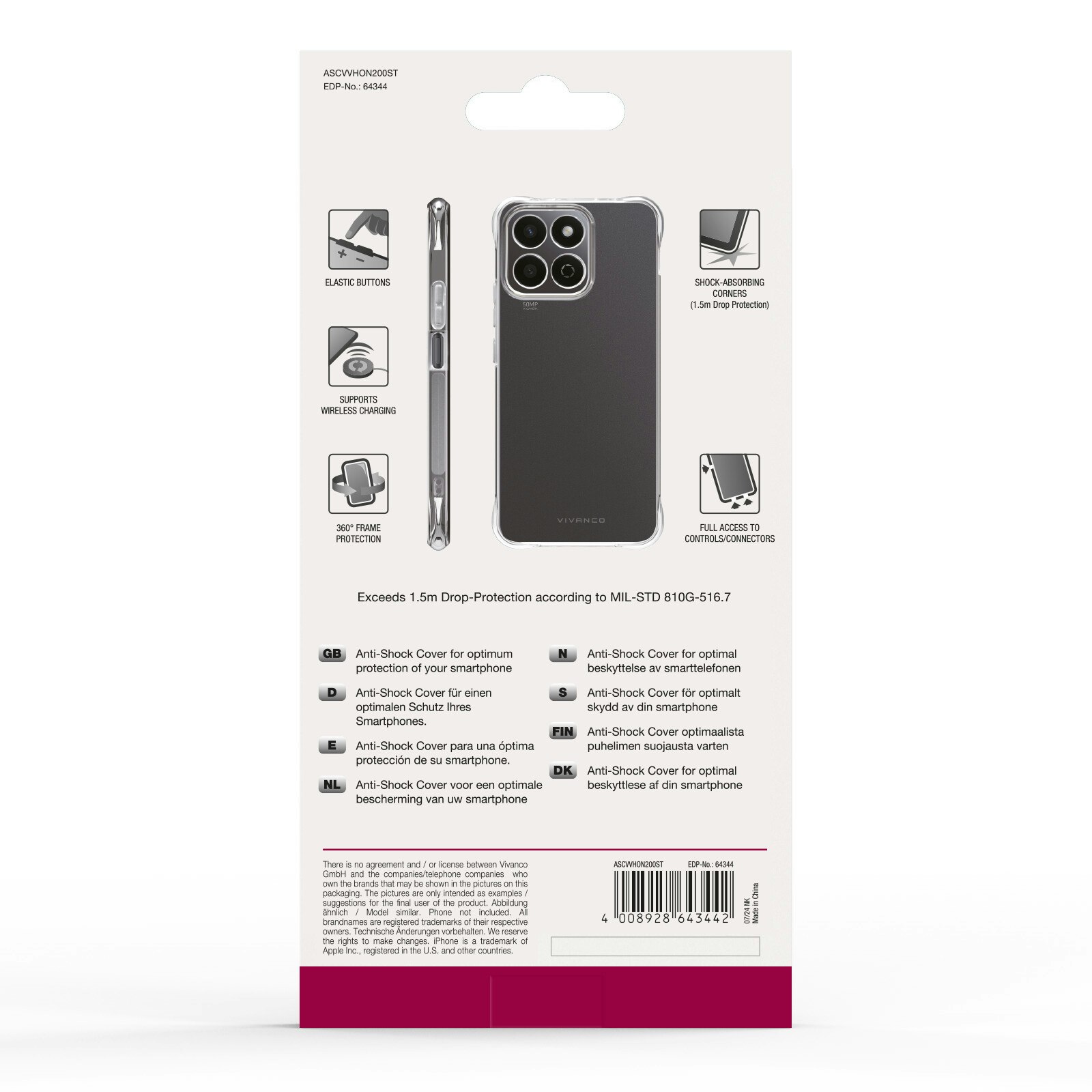 Vivanco Anti-Shock skal Honor 200 Smart Transparent