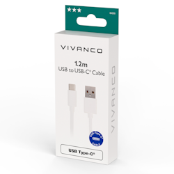 Vivanco USB-C/USB-A 2.0 kabel 1.2m Vit