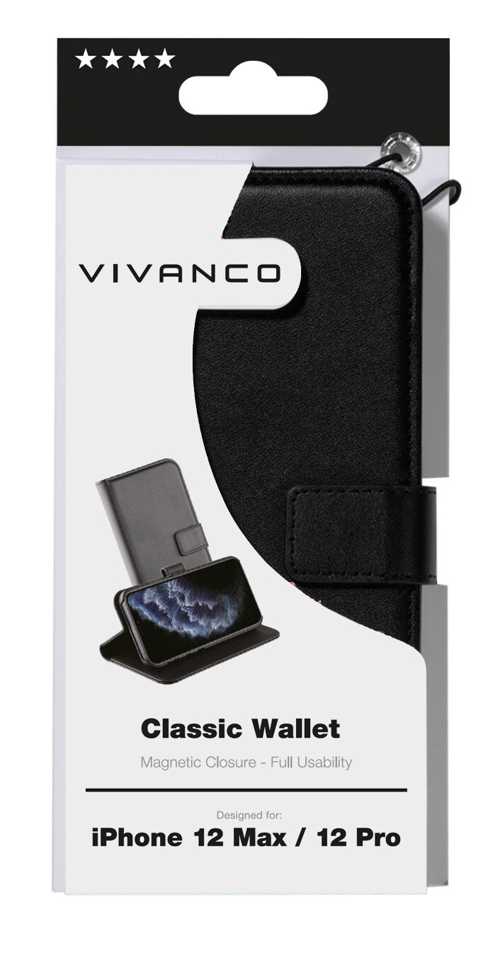Vivanco Classic Plånboksfodral iPhone 12/12 Pro Svart