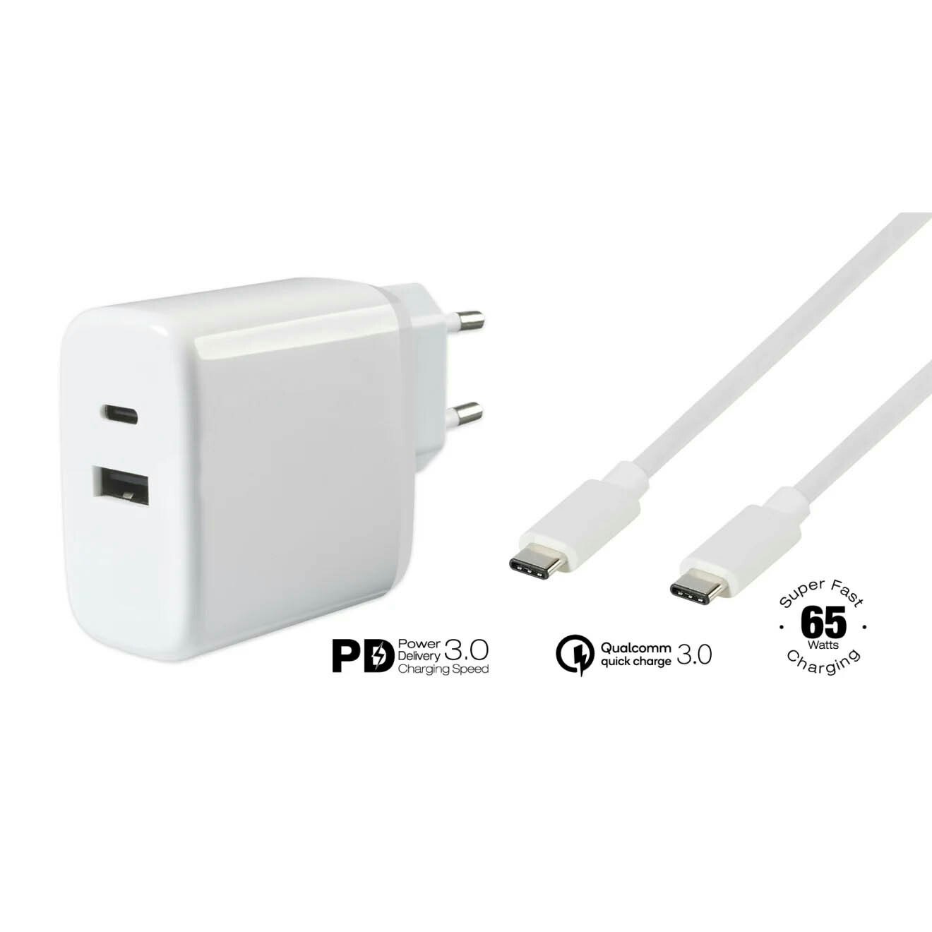 Vivanco Super Snabb GaN Hemladdare 65W PD3.0 + kabel
