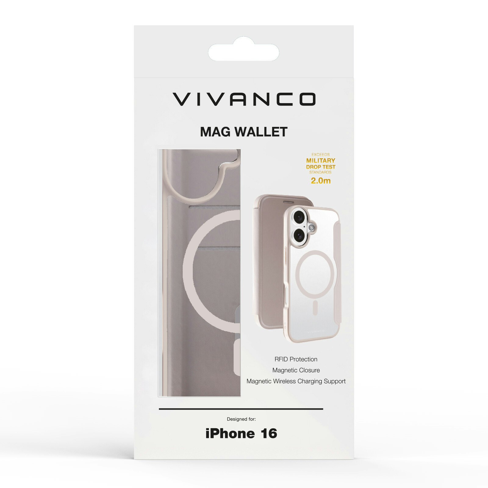 Vivanco Mag Wallet Plånboksfodral iPhone 16 Greige