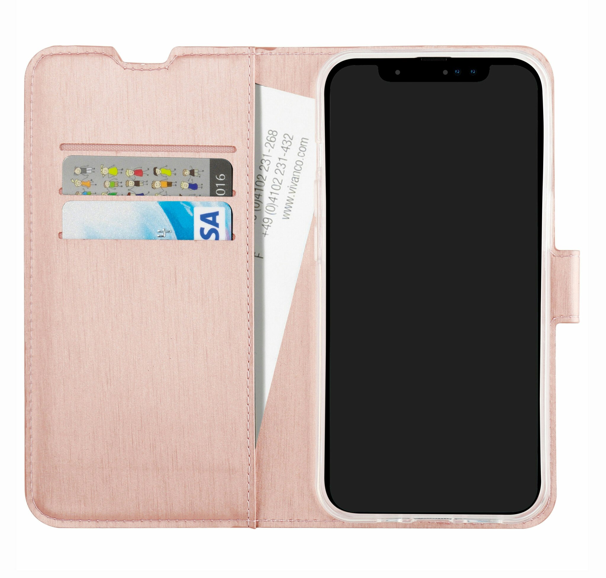 Vivanco Classic Plånboksfodral iPhone 15 Pro Rosa Guld
