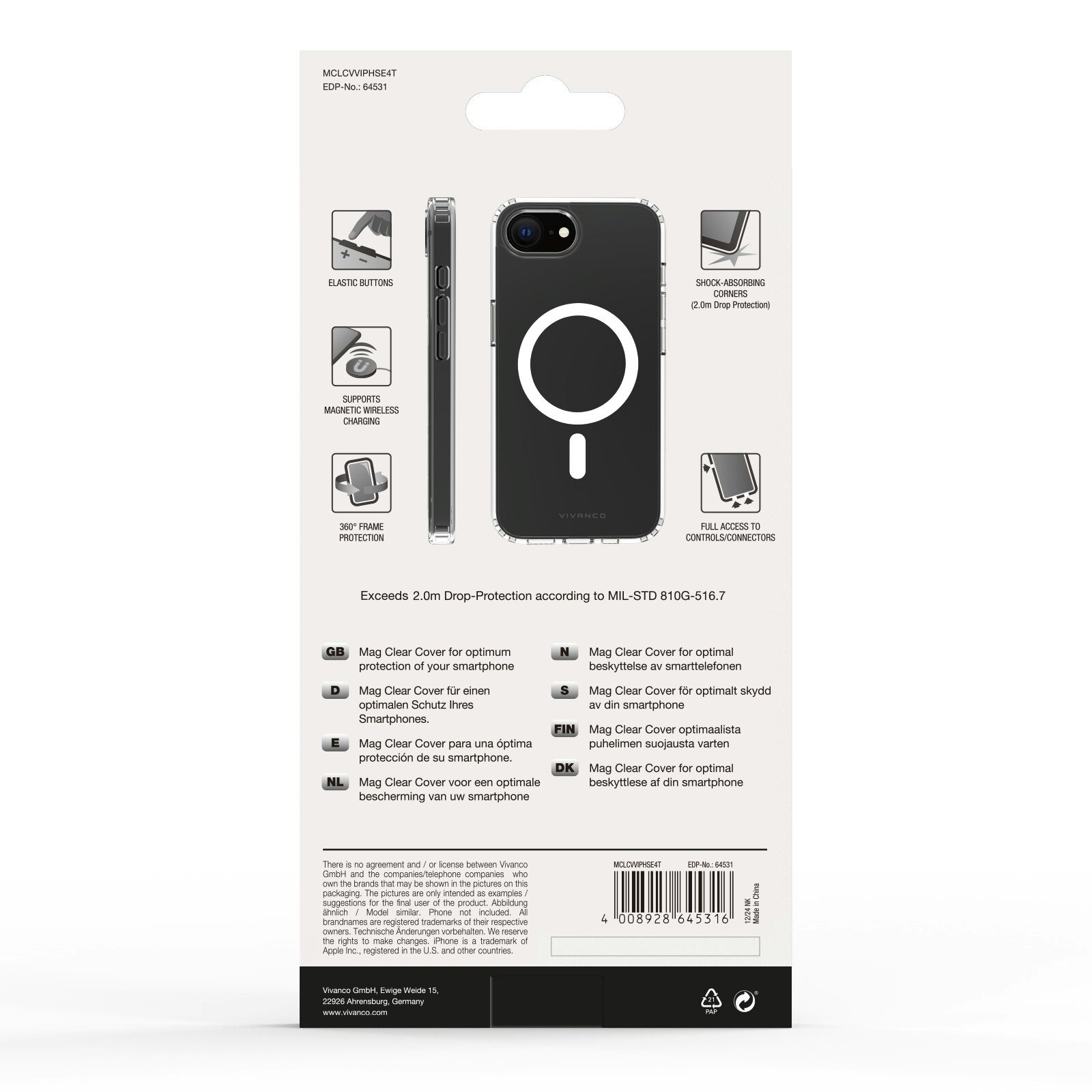 Vivanco Mag Clear skal Apple iPhone 16e Transparent