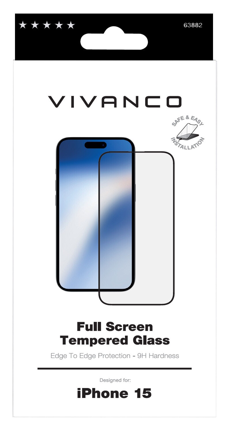 Vivanco Full Screen Skyddsglas 9H iPhone 15