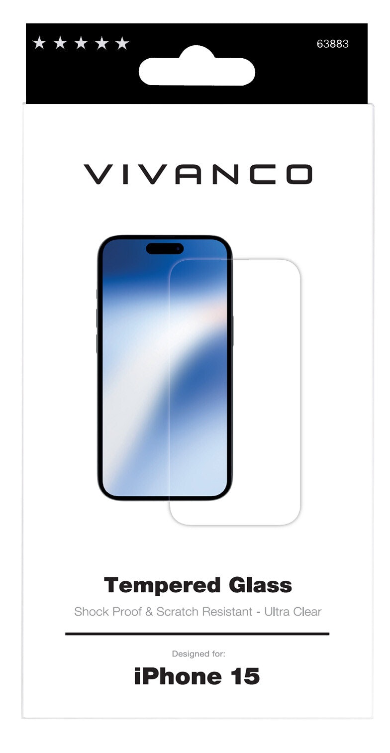 Vivanco Härdat Skyddsglas 9H iPhone 15