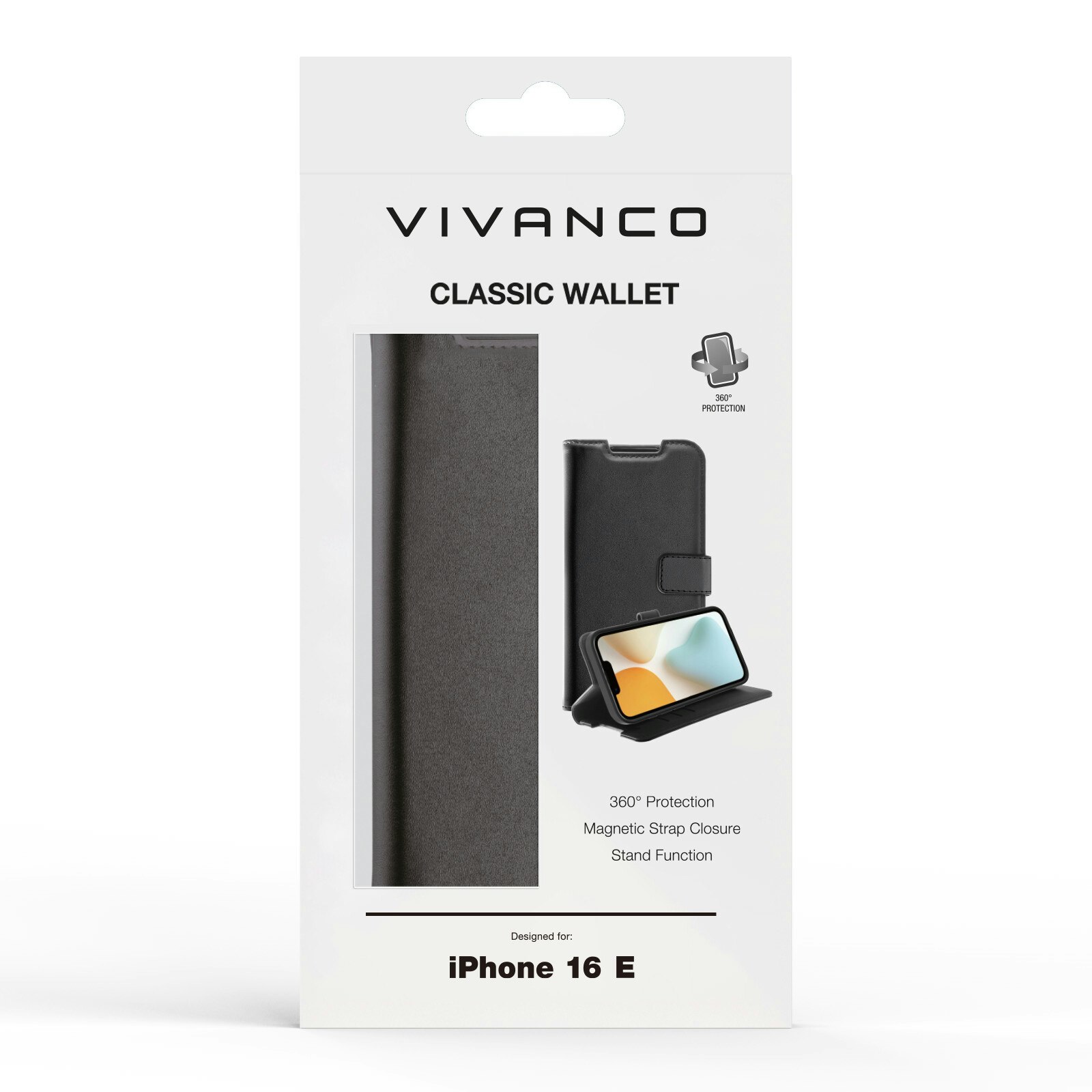 Vivanco Classic Plånboksfodral Apple iPhone 16e Svart