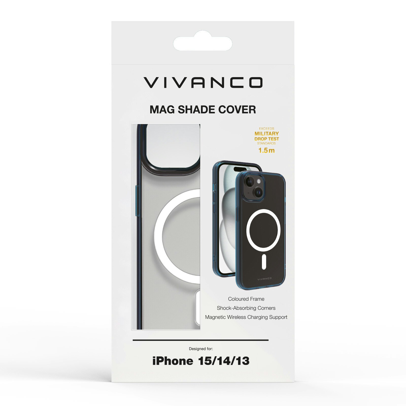 Vivanco Mag Shade skal iPhone 15/14/13 Transparent/Blå
