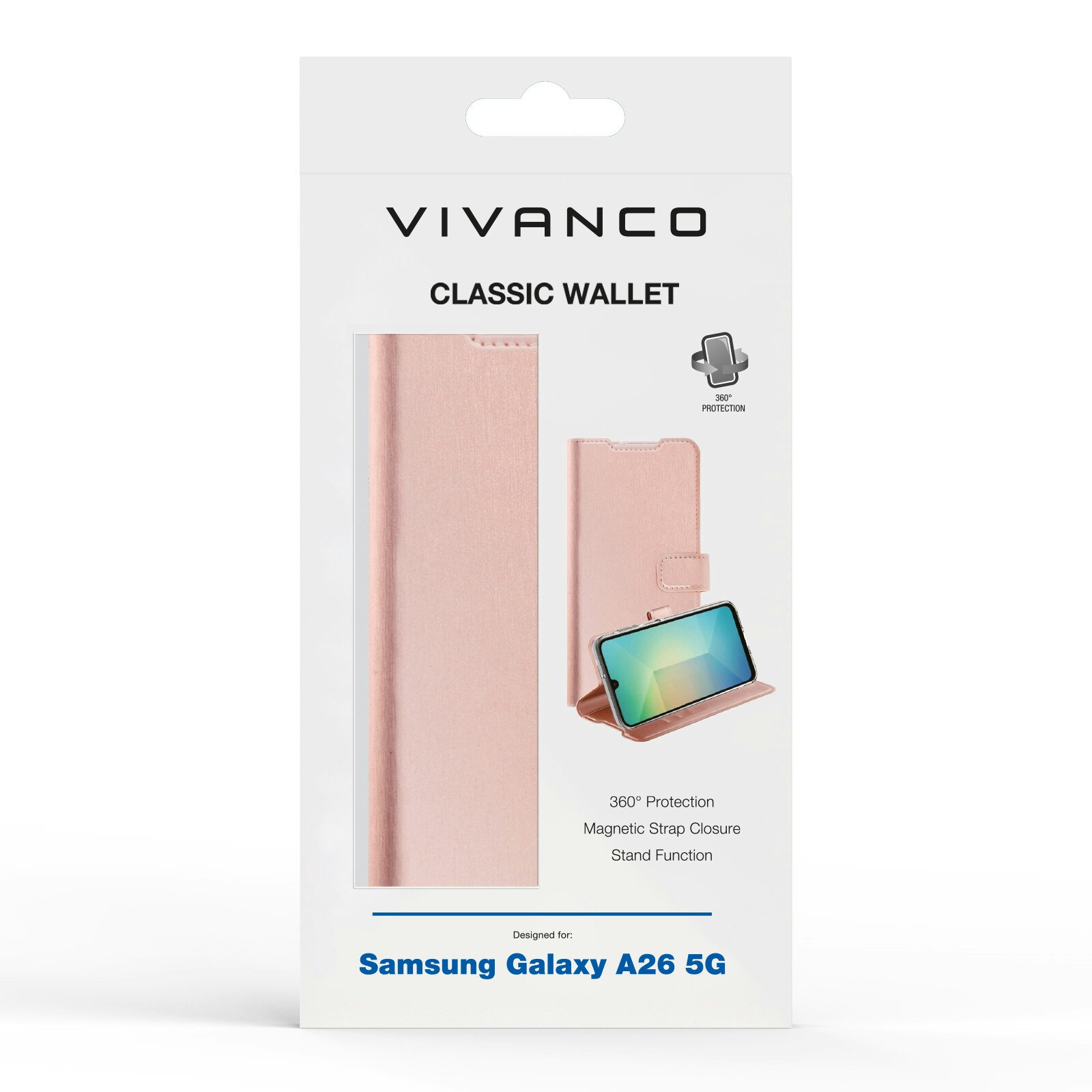 Vivanco Classic Plånboksfodral Samsung Galaxy A26 Rosa Guld