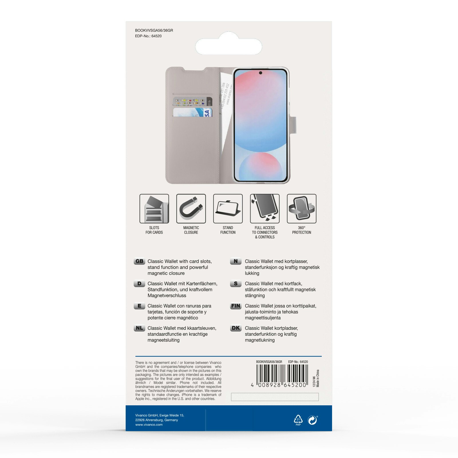 Vivanco Classic Plånboksfodral Samsung Galaxy A56/A36 Greige