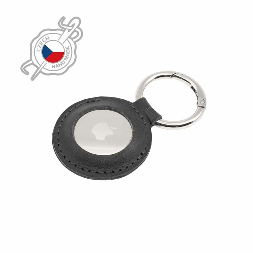 FIXED Nyckelringsfodral i äkta läder för AirTag Svart