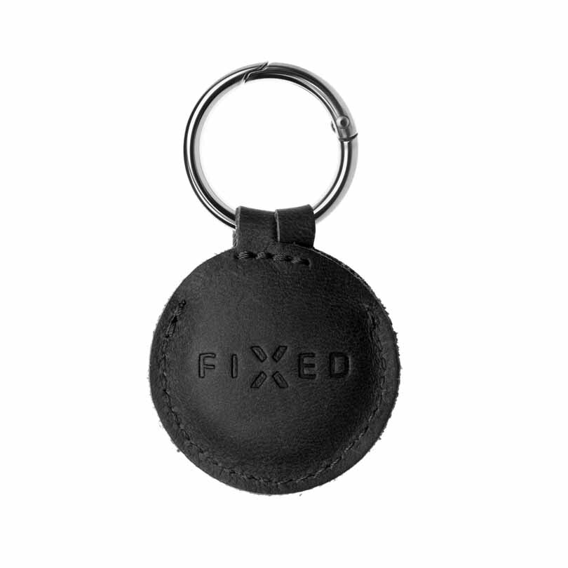 FIXED Nyckelringsfodral i äkta läder för AirTag Svart