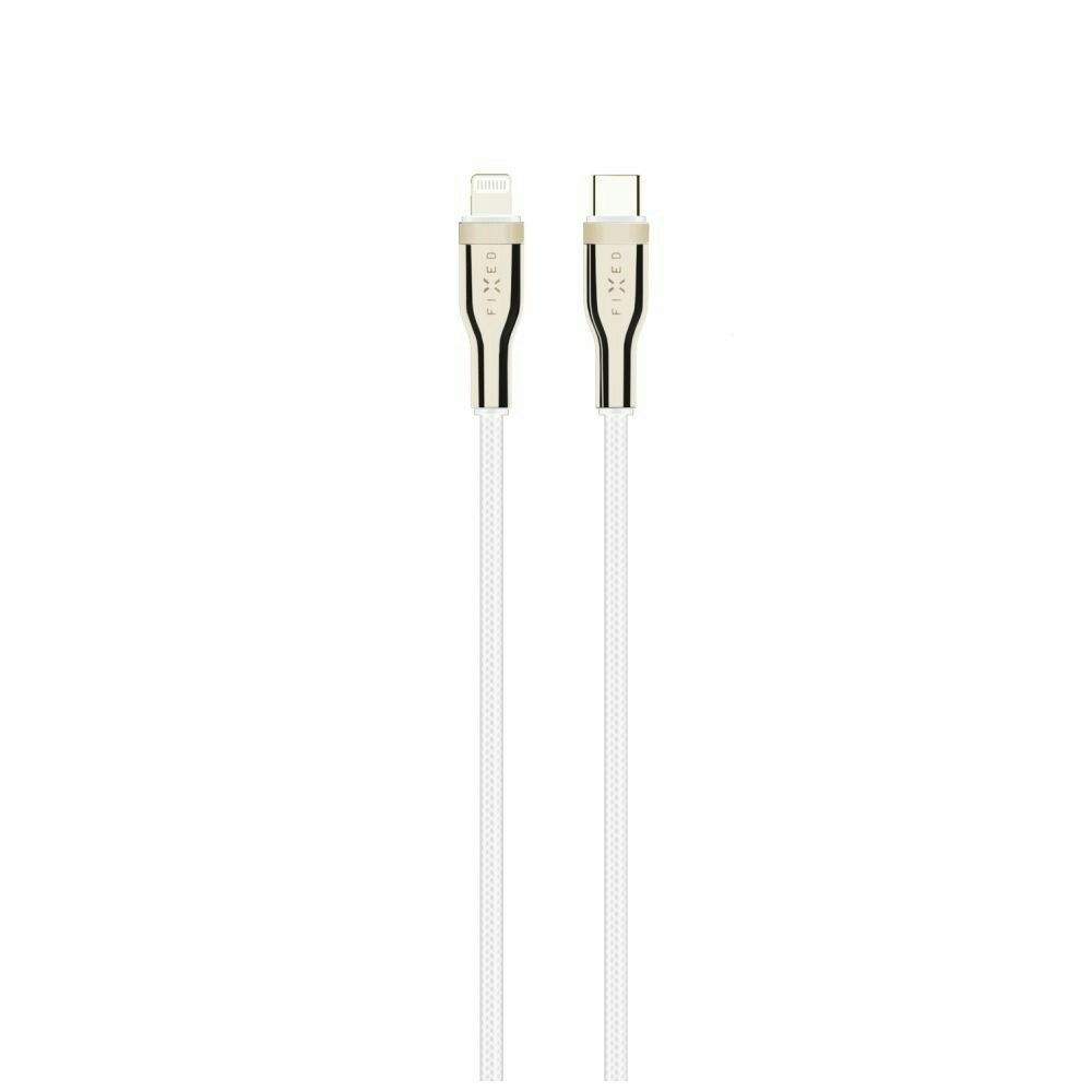 FIXED METAL USB-C/Lightning MFI flätad kabel 1.2m Vit