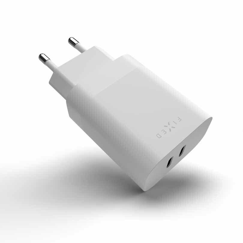 FIXED Super Snabb Hemladdare 2xUSB-C PD 3.0 35W Vit