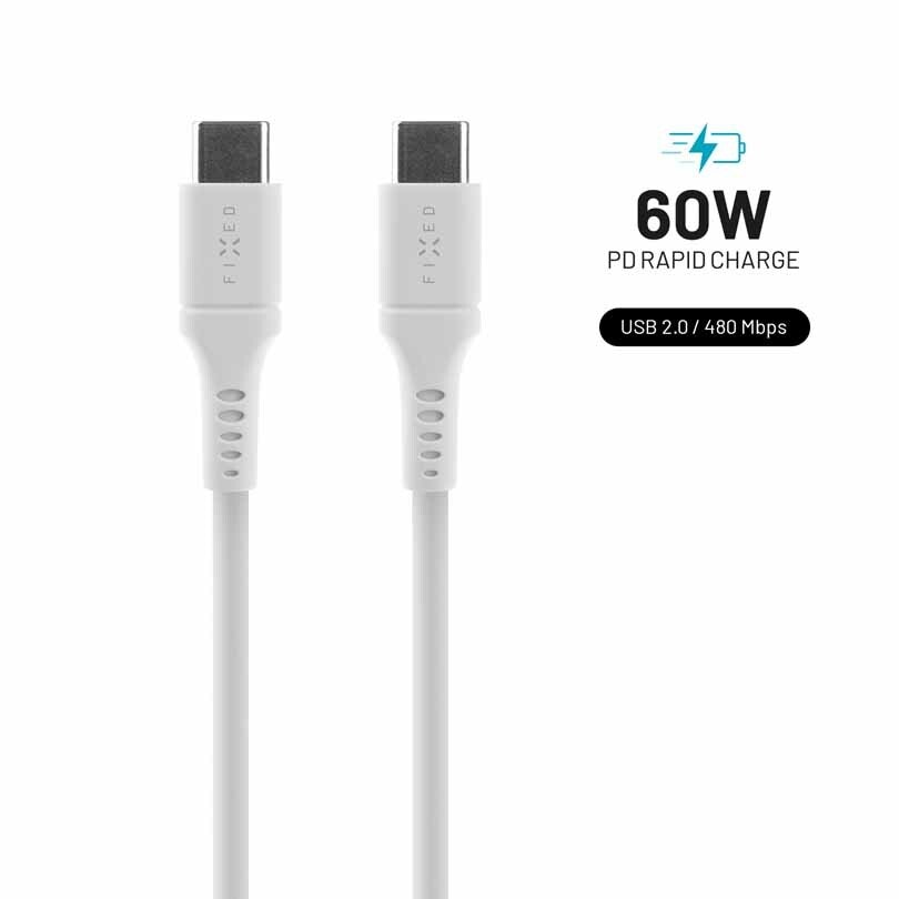 FIXED LIQUID silikonkabel 60W USB-C/C 0.5m Vit