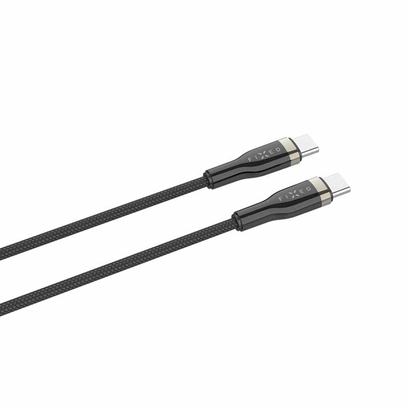 FIXED METAL 100W USB-C/C flätad kabel 2m Svart