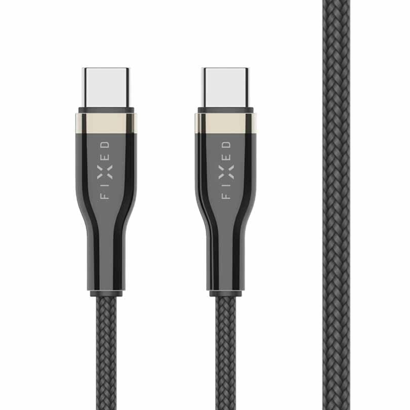 FIXED METAL 100W USB-C/C flätad kabel 2m Svart
