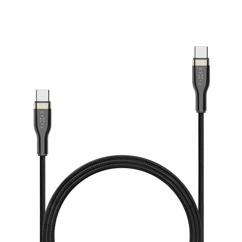 FIXED METAL 100W USB-C/C flätad kabel 2m Svart