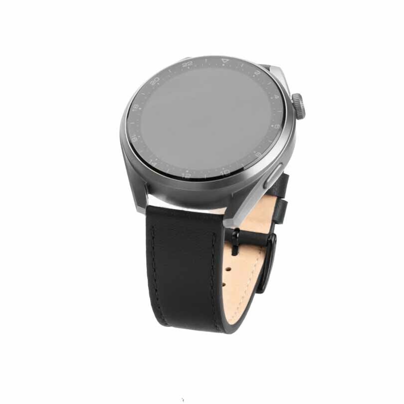 FIXED Äkta läderrem för Smartwatch Universal 22 mm Svart