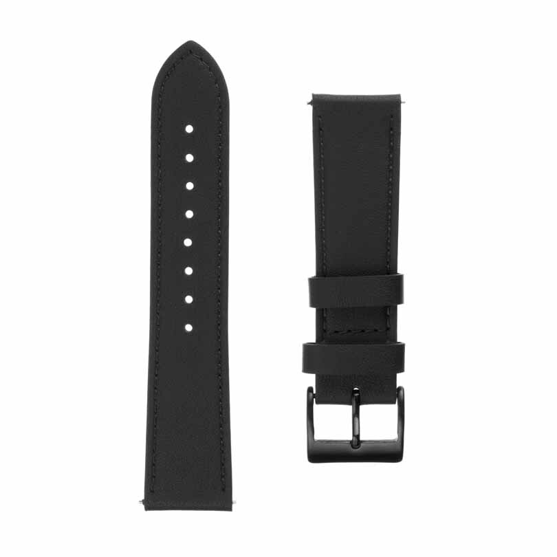 FIXED Äkta läderrem för Smartwatch Universal 22 mm Svart