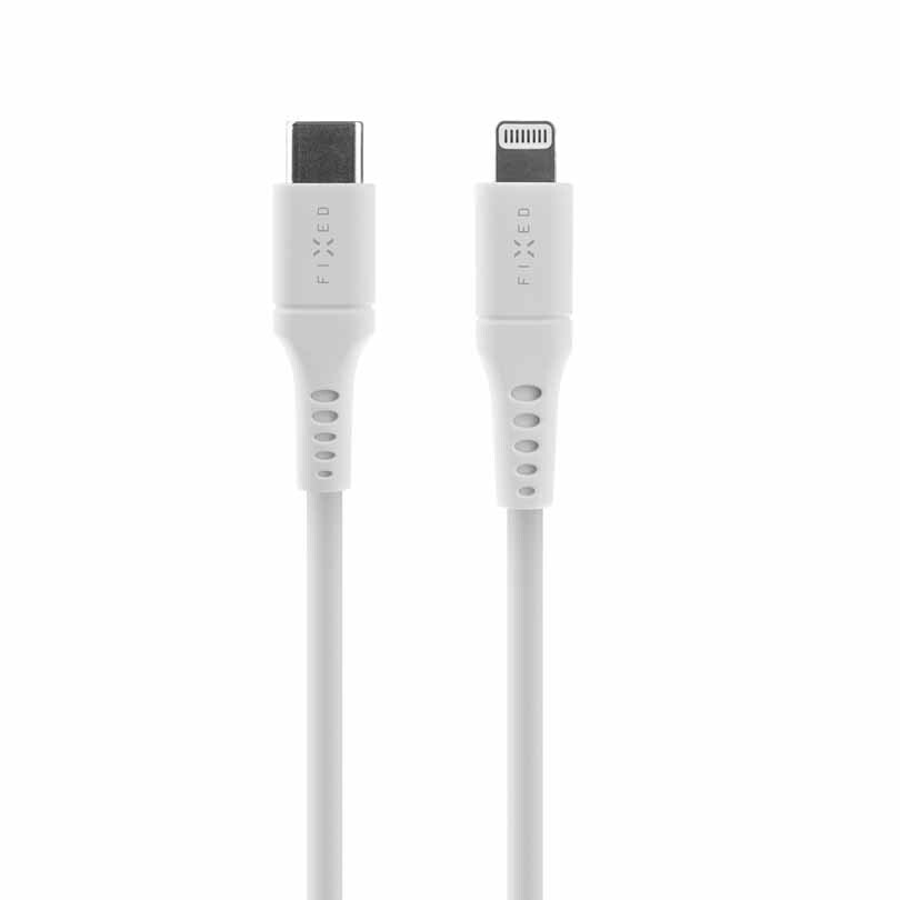 FIXED LIQUID silikonkabel USB-C/Lightning 1.2m Vit