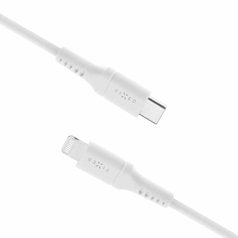 FIXED LIQUID silikonkabel USB-C/Lightning 1.2m Vit