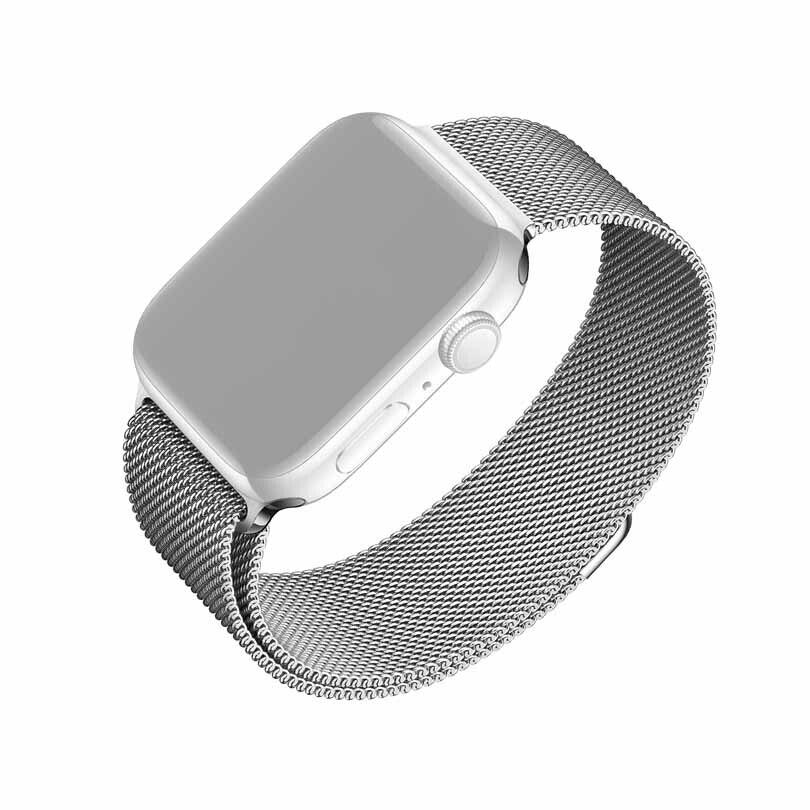 FIXED Mesh metallrem för Apple Watch 42/44/45/49mm Silv.