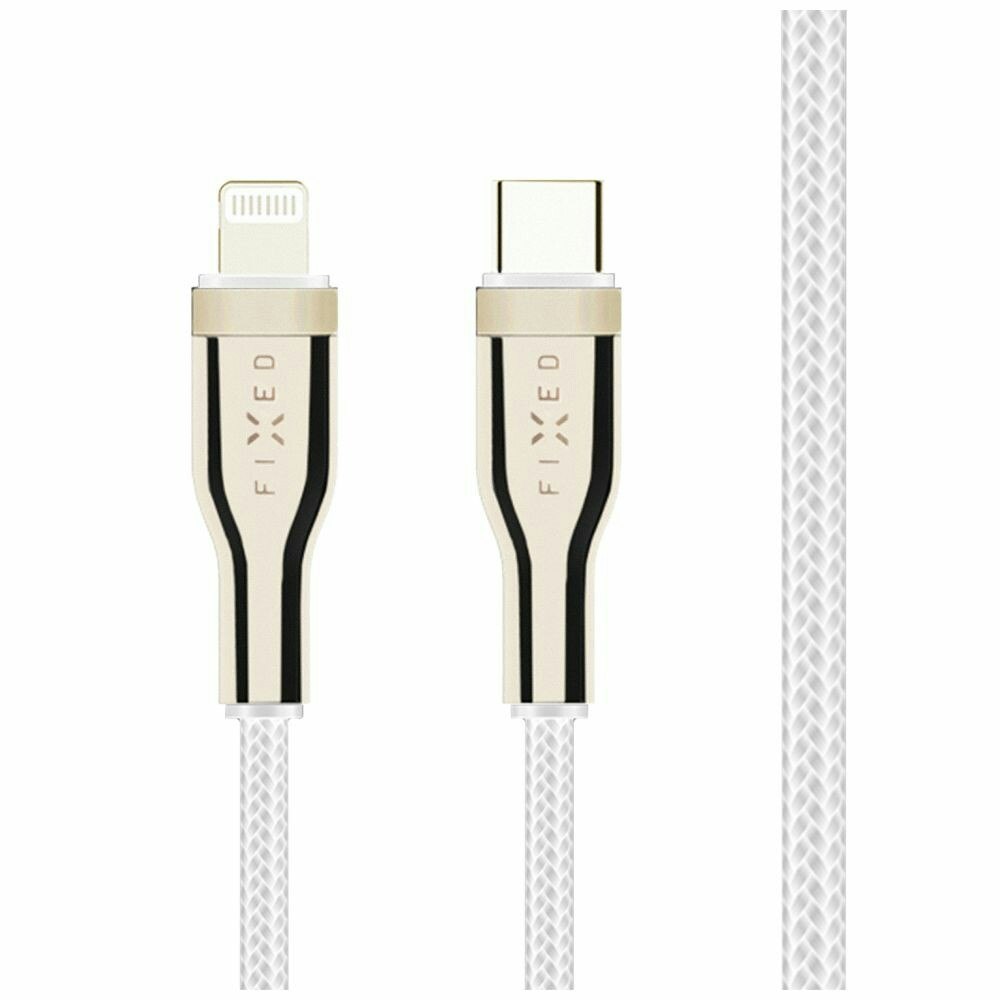 FIXED METAL USB-C/Lightning MFI flätad kabel 0.5m Vit