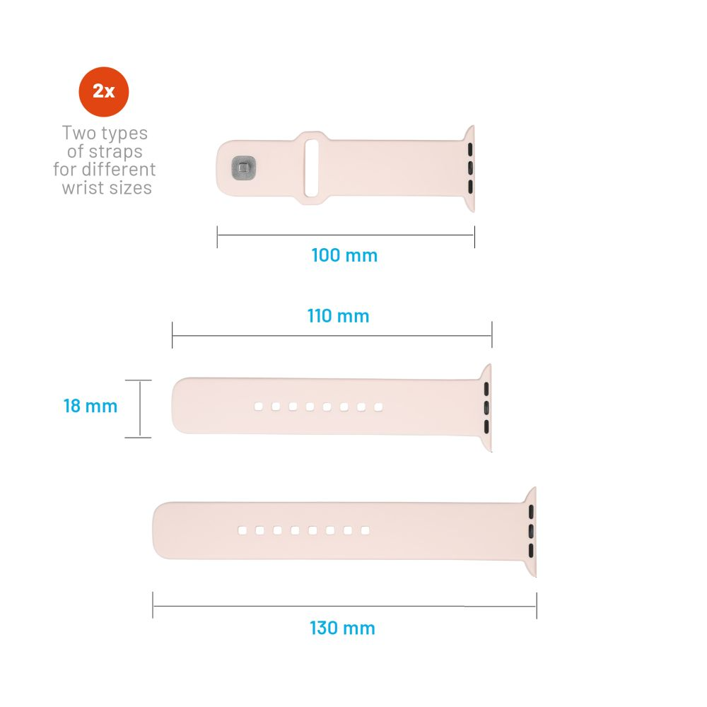 FIXED Silikonrem SET för Apple Watch 38/40/41mm Rosa