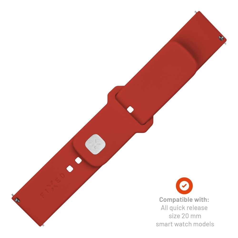 FIXED Silikonrem för Smartwatch Universal 20 mm Röd