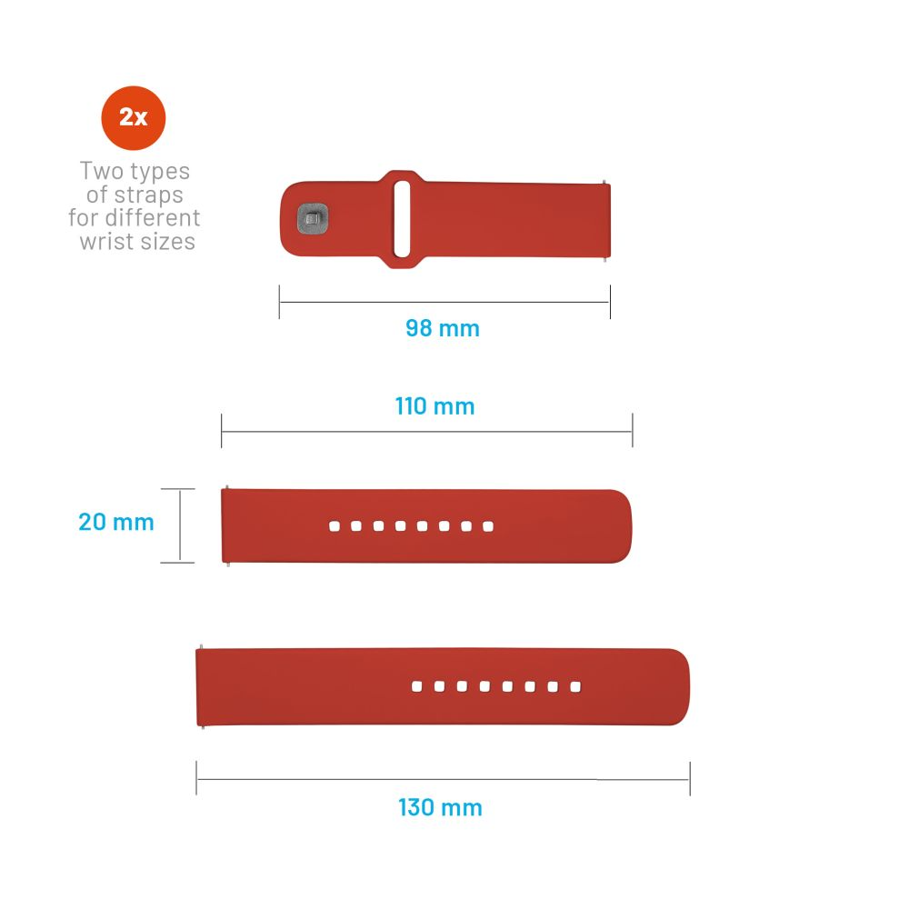 FIXED Silikonrem för Smartwatch Universal 20 mm Röd