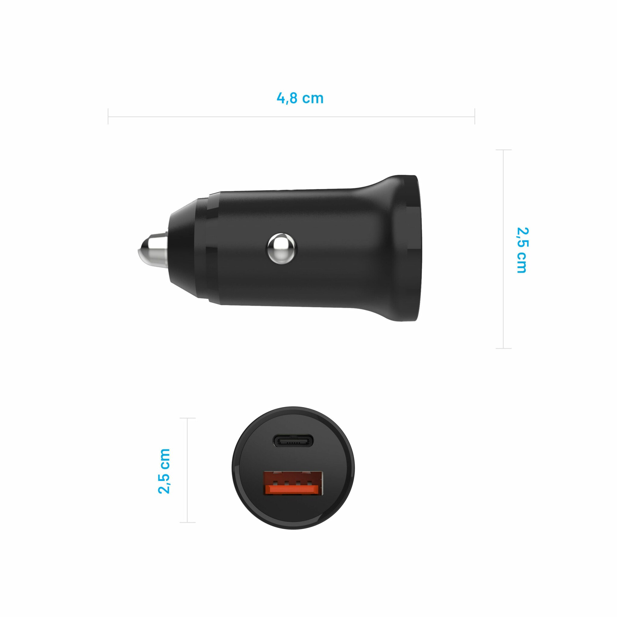 FIXED Snabb Billaddare 20W USB-C PD/USB-A Svart