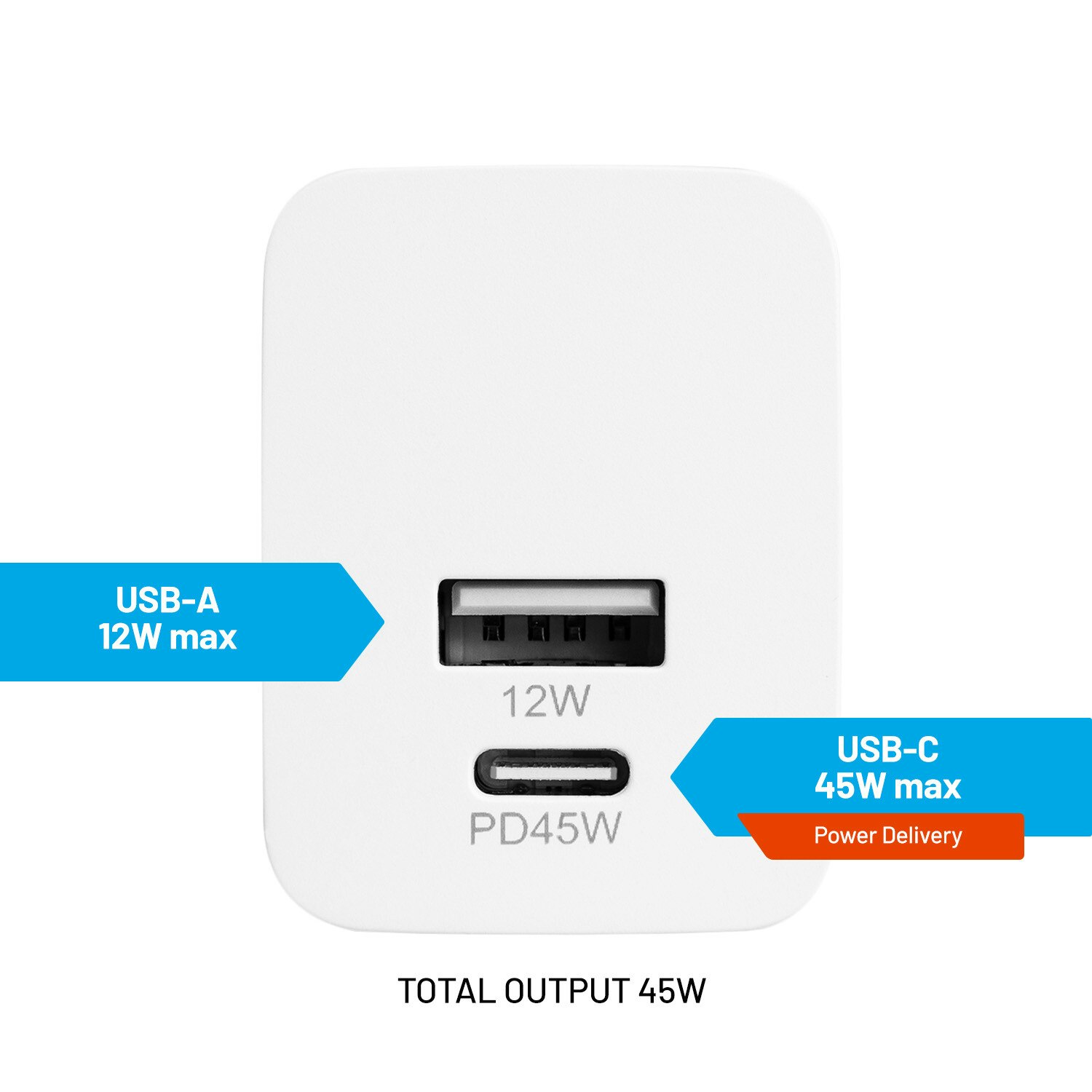 FIXED Super Snabb Mini Hemladdare 45W USB-C PD+USB-A Vit