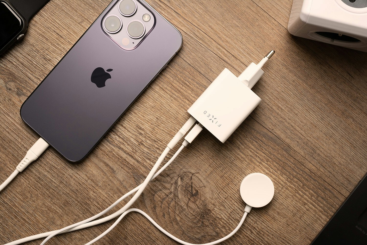 FIXED Super Snabb Mini Hemladdare 45W USB-C PD+USB-A Vit