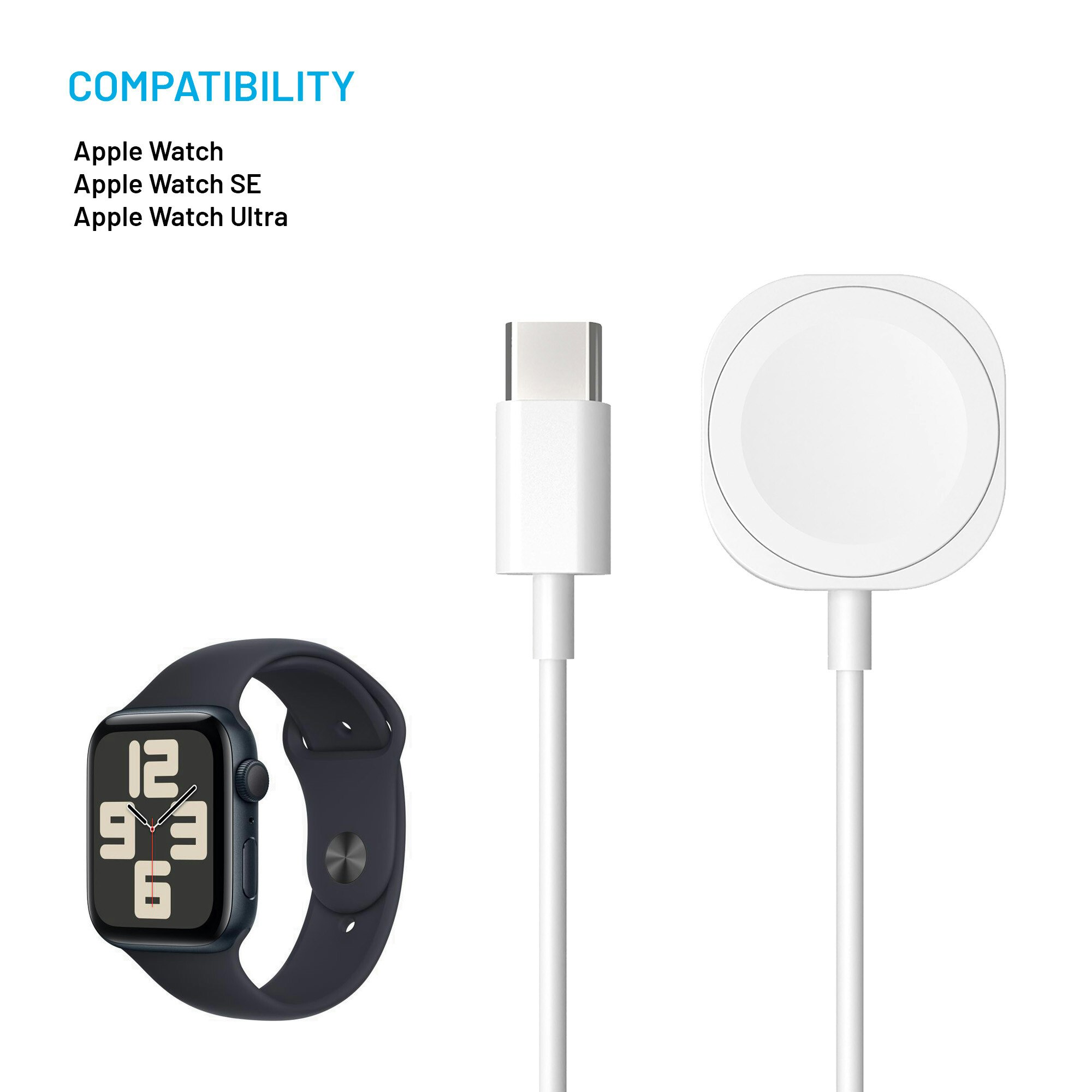 FIXED USB-C Laddkabel för Apple Watch Vit