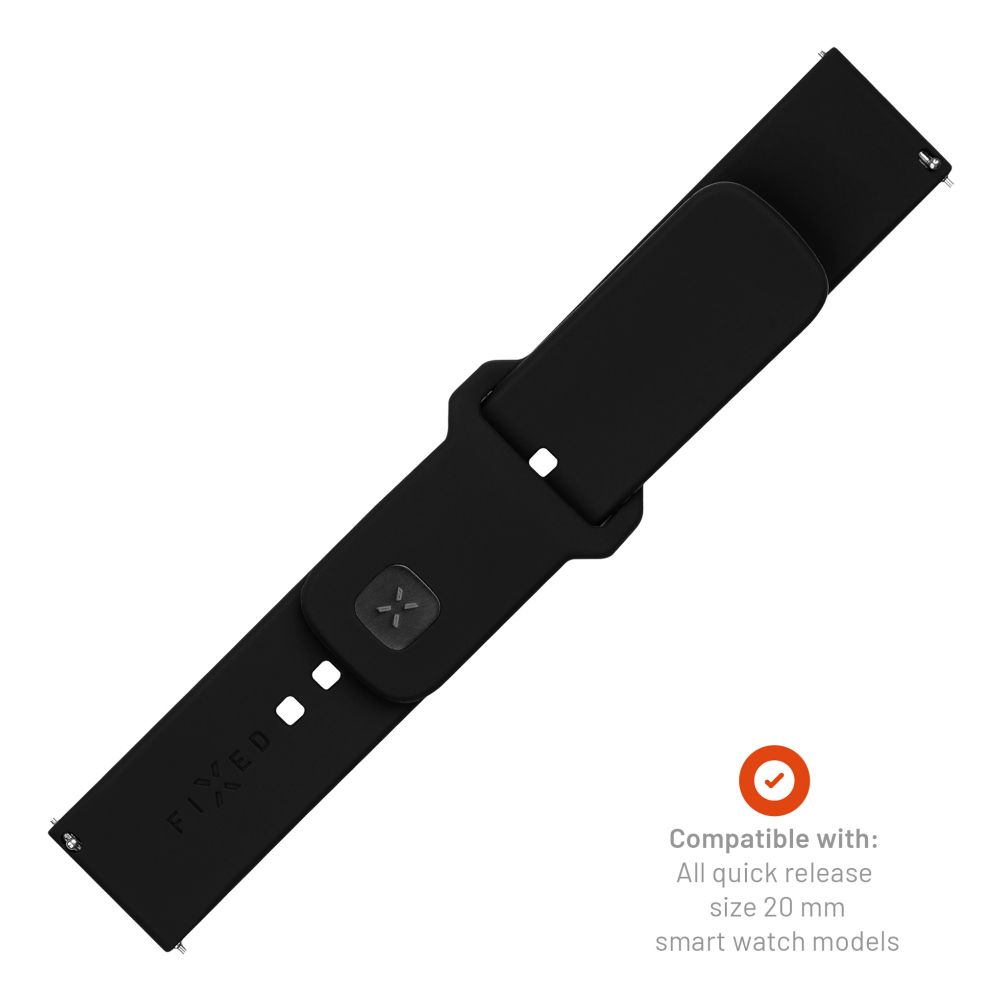 FIXED Silikonrem för Smartwatch Universal 20 mm Svart