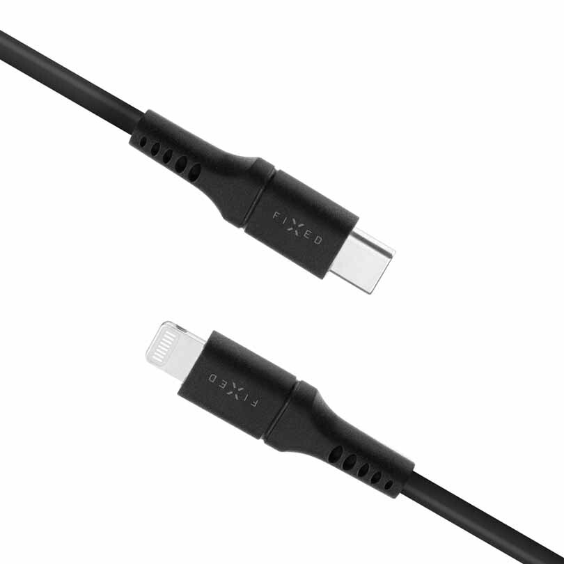 FIXED LIQUID silikonkabel USB-C/Lightning 1.2m Svart