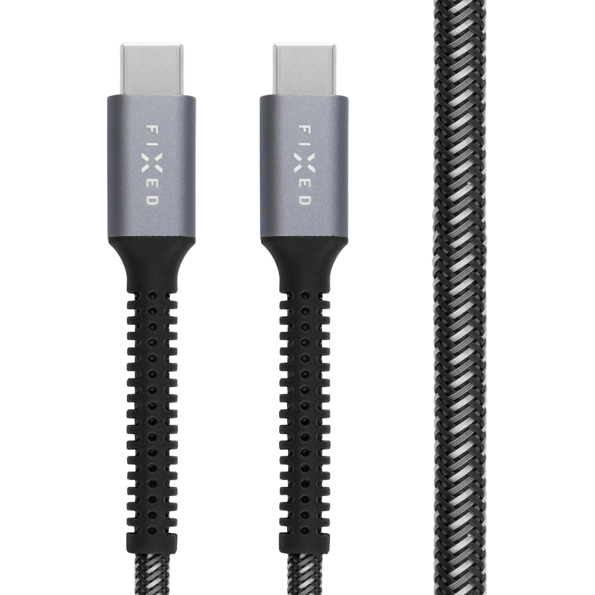 FIXED ARMOR 240W USB-C/C flätad kabel 2m Grå