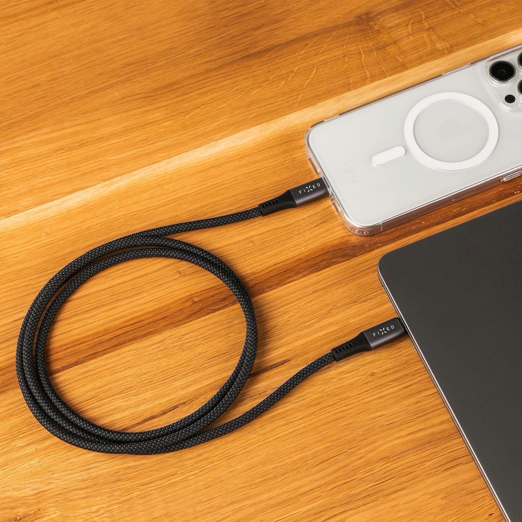 FIXED ARMOR USB 4.0 240W USB-C/C 20Gpbs kabel 1.2m Grå