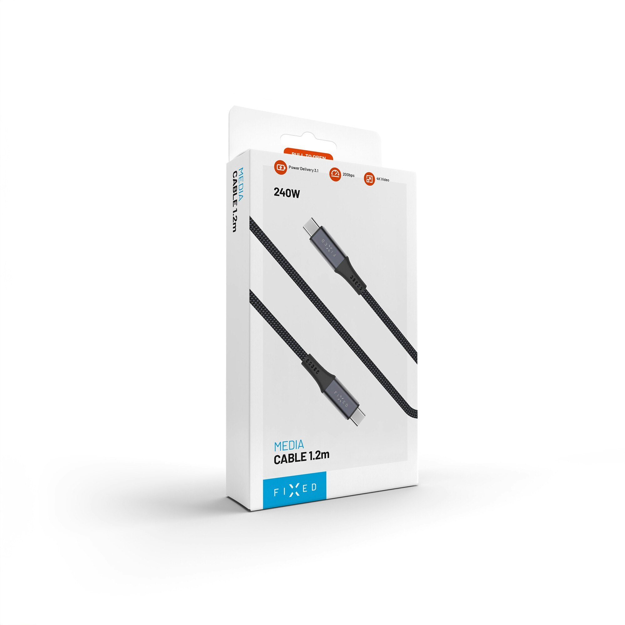 FIXED ARMOR USB 4.0 240W USB-C/C 20Gpbs kabel 1.2m Grå