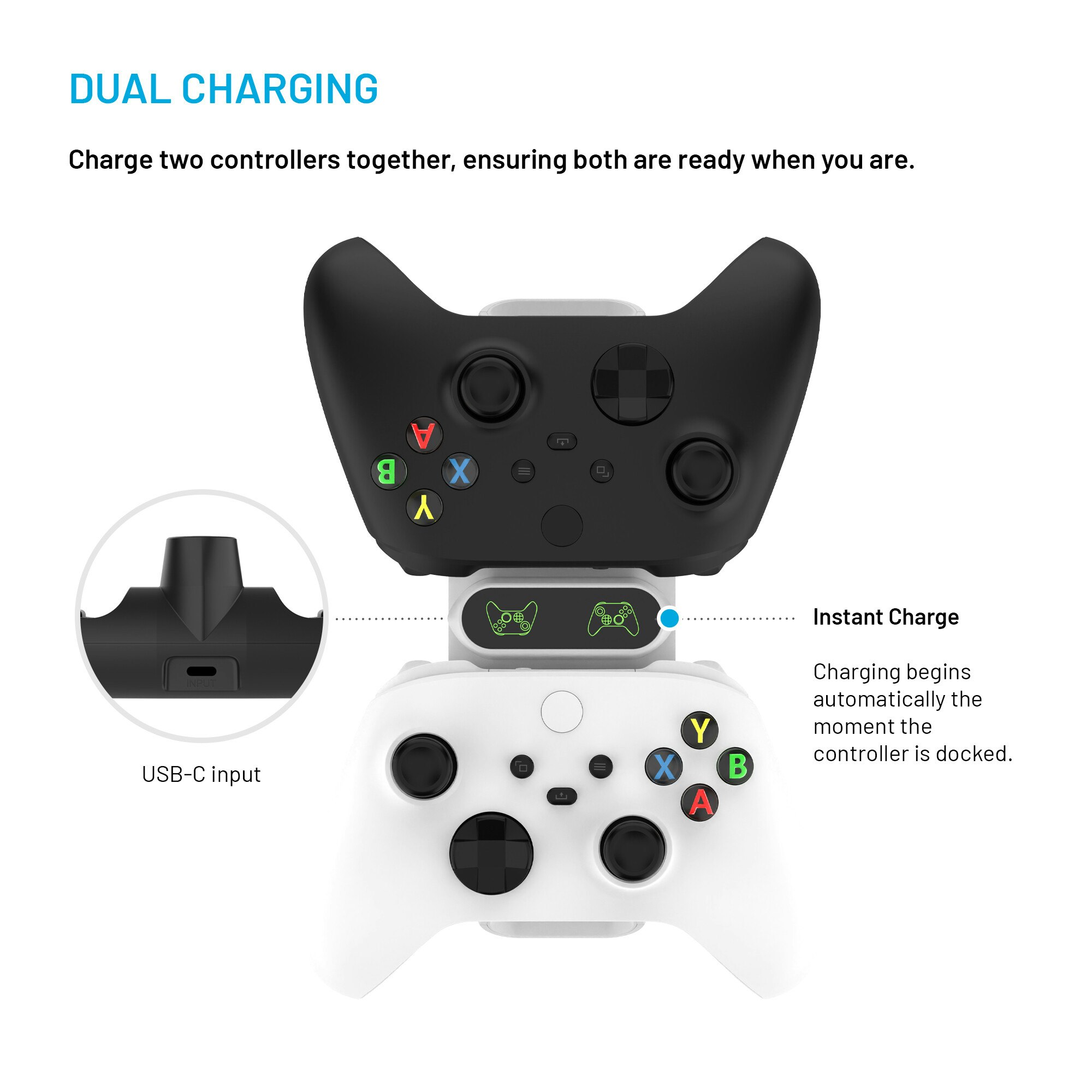 FIXED FIXED Dock för Xbox One, S/X, Elite kontroller Vit