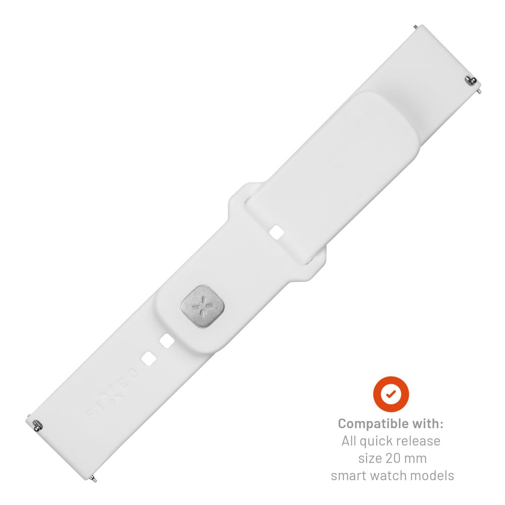 FIXED Silikonrem för Smartwatch Universal 20 mm Vit